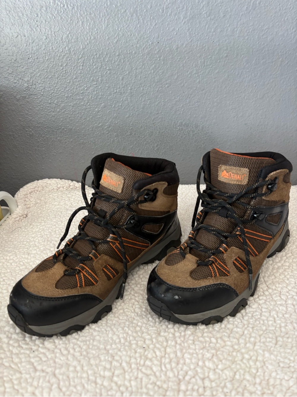 Men's Brown Hiking Boots with Orange Trim